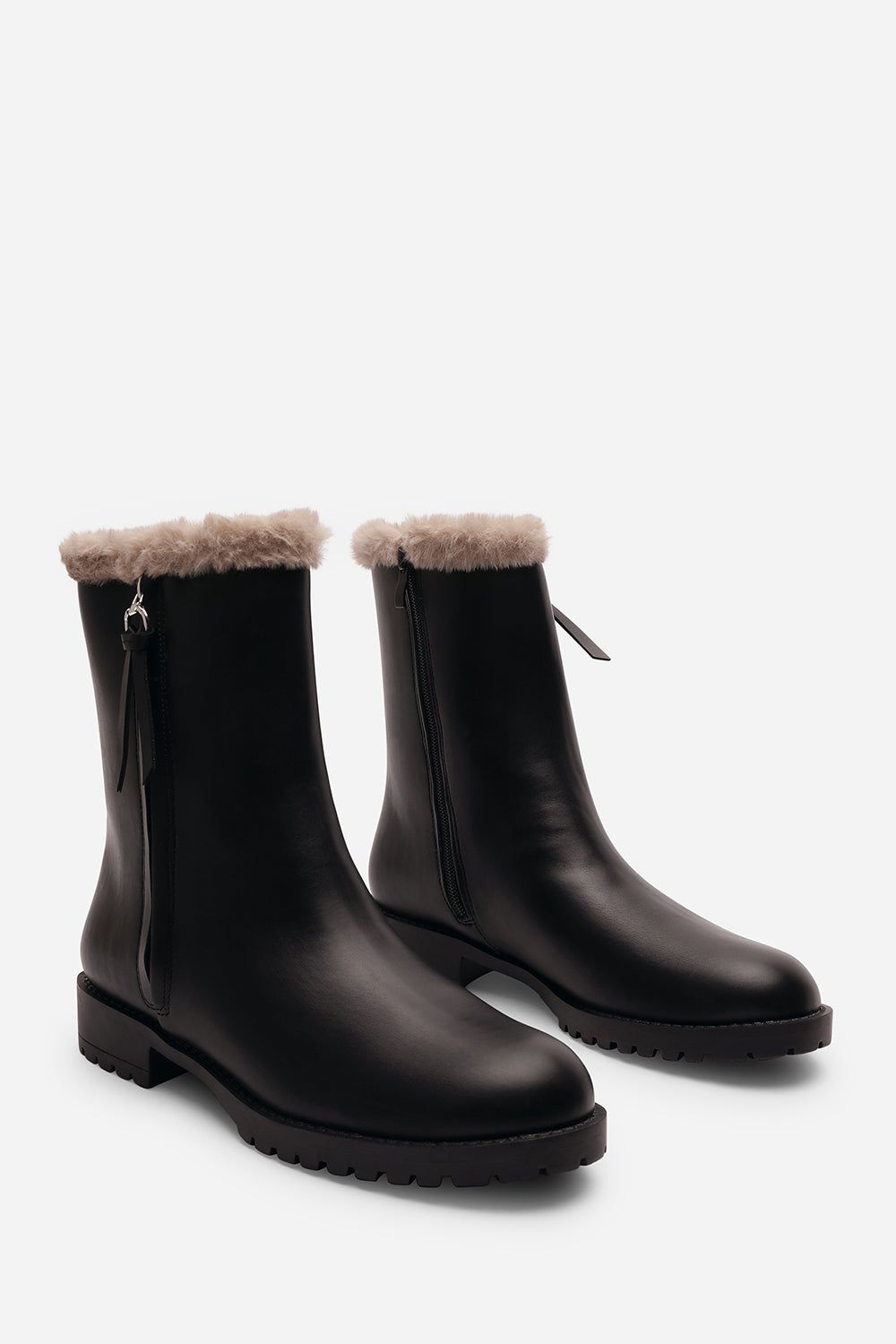 Where's That From 'Virena' Wide Fit Mid Calf Low Heel Boots with Faux Fur Trim Side Zip image 4