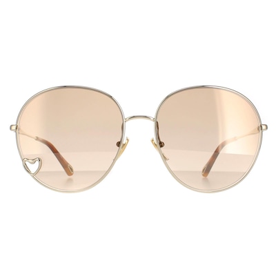 Chloe Round Gold Brown Light Gold Mirror CH0027S