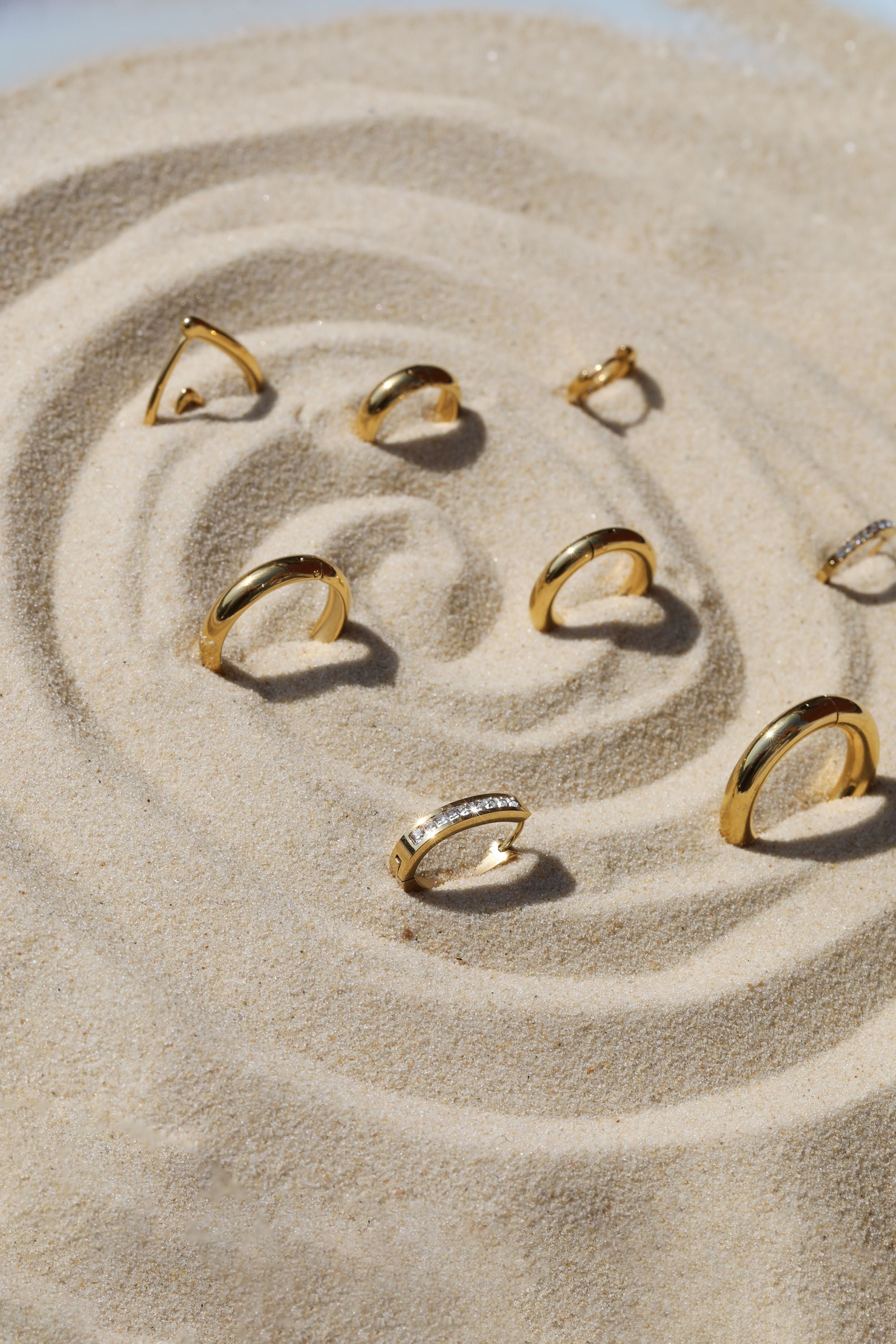 Jon Richard Waterproof Gold Plated Crystal And Polished Hoop Earrings image 3