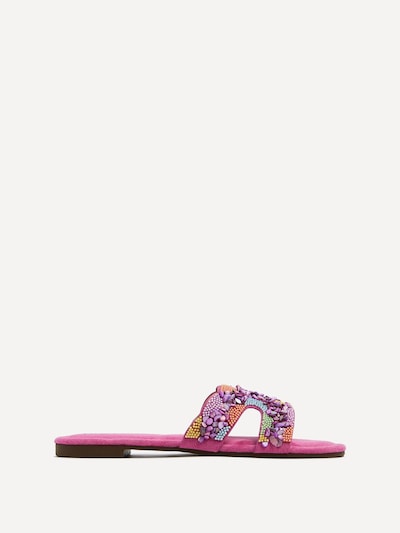 Linzi Zahara Fuchsia Faux Suede Embellished Slider Sandal