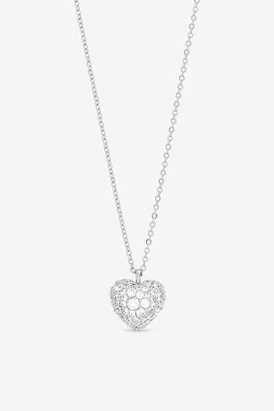 Jon Richard Rhodium Plated and Pave Heart Pendant - Gift Box