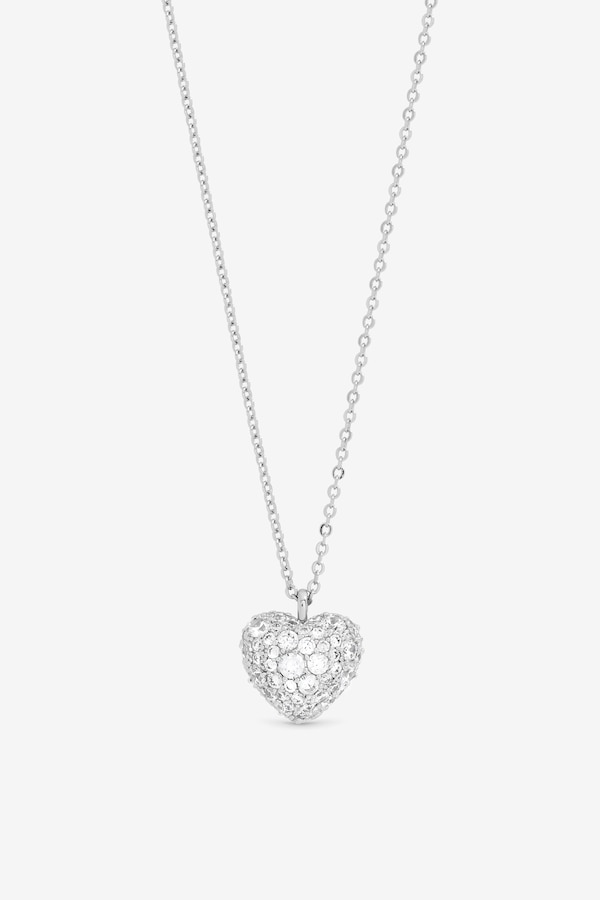 Jon Richard Rhodium Plated and Pave Heart Pendant - Gift Box