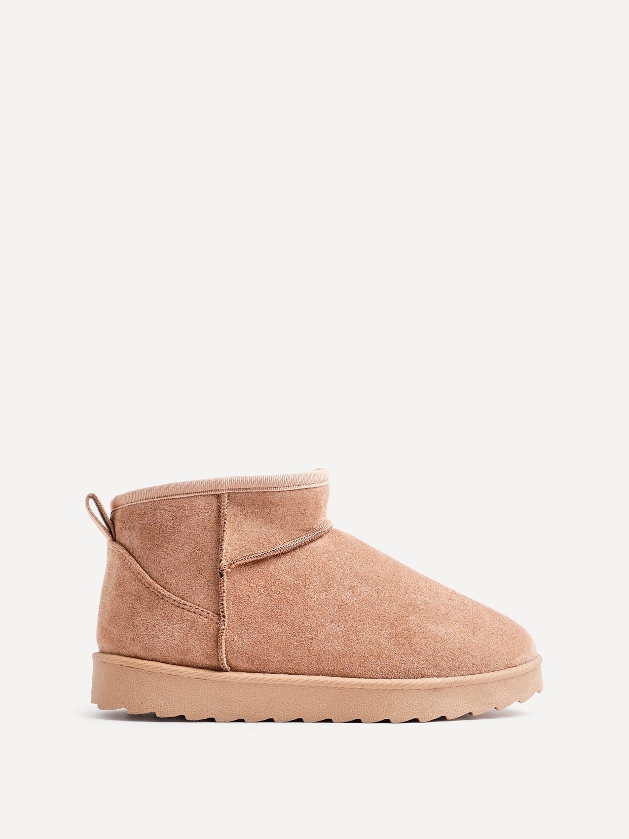 Linzi Ultra Mini Addy Chestnut Faux Suede Cream Faux Fur Lined Ultra Mini Ankle Boot image 1