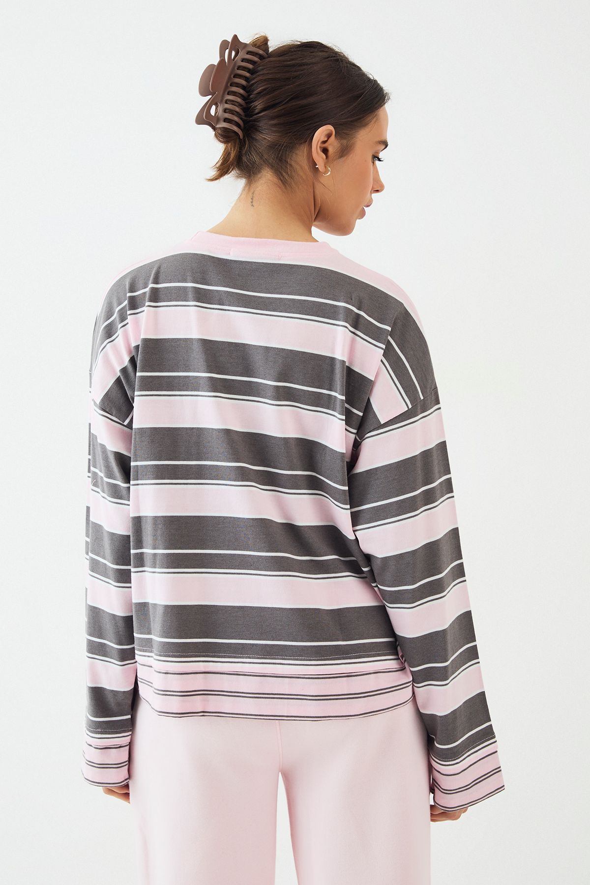 DSGN Studio DSGN Studio Stripe Long Sleeve T-Shirt Light Pink image 2
