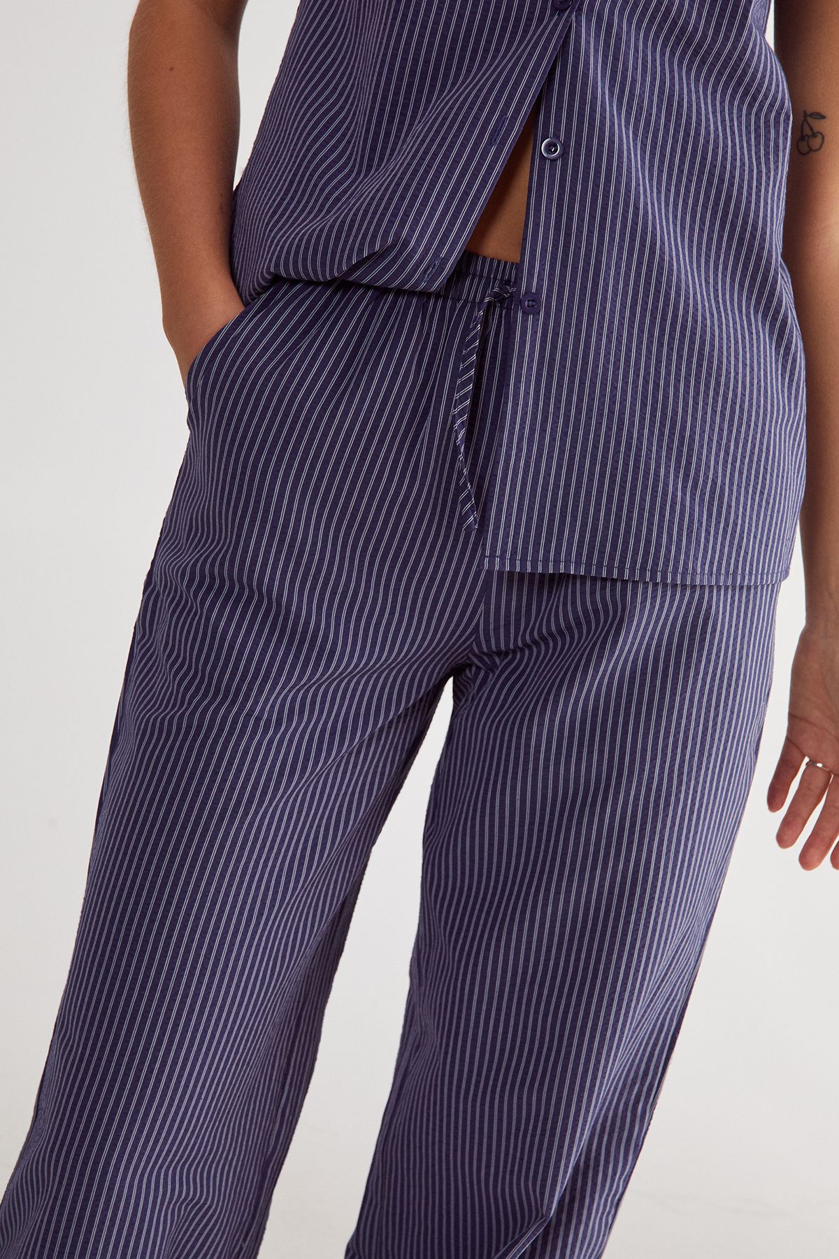 NastyGal Stripe Straight Leg Pant Navy image 3