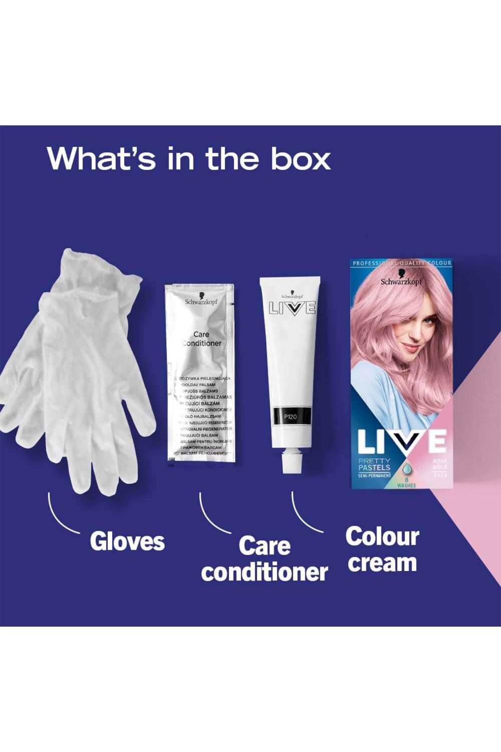 Schwarzkopf Live Ultra Brights 'Hair Dye' P123 Rose Gold 3 Pack image 3