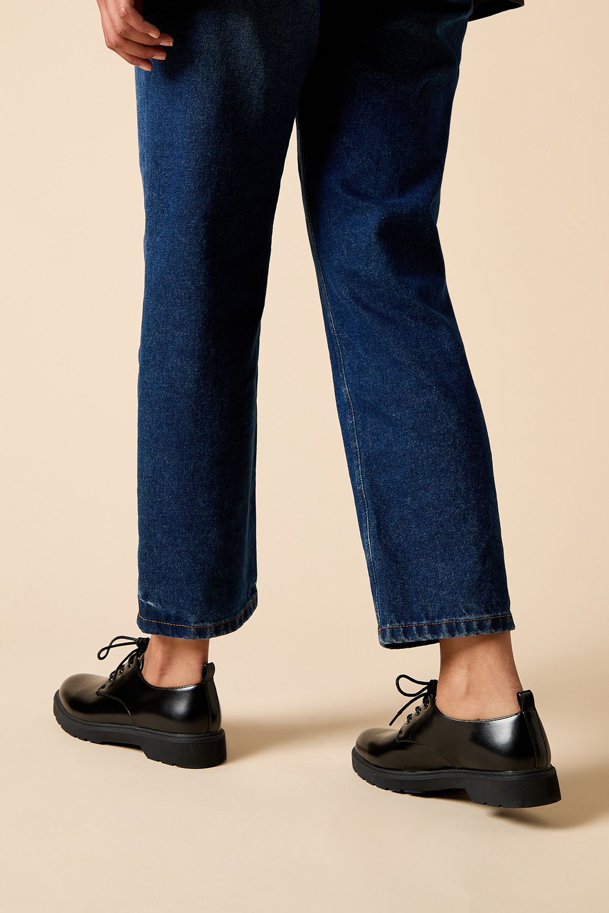 Dorothy Perkins Elysia Faux Leather Lace Up Chunky Casual Shoes Black image 3