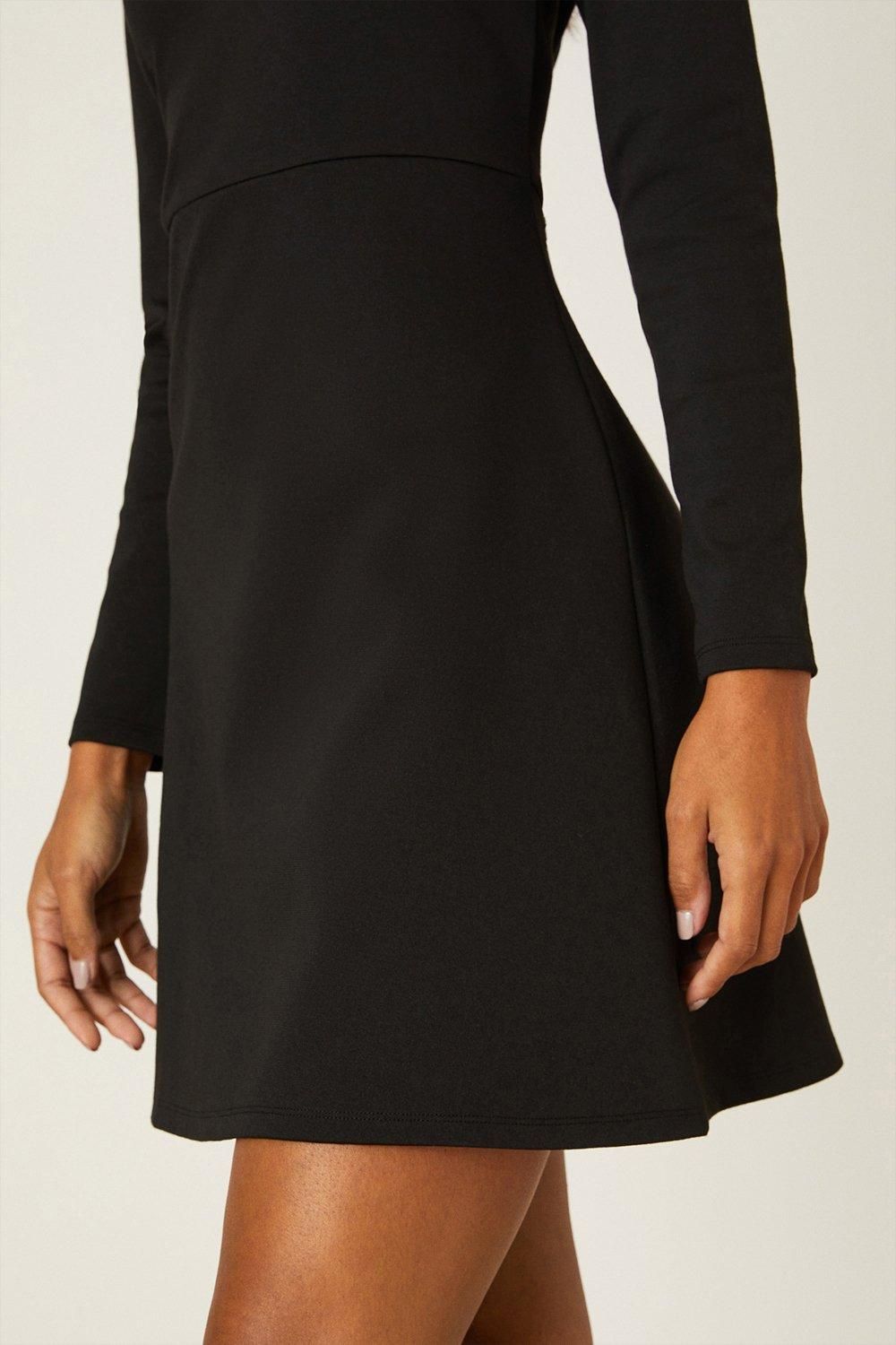 Dorothy Perkins Ponte High Neck Button Mini Dress Black image 5