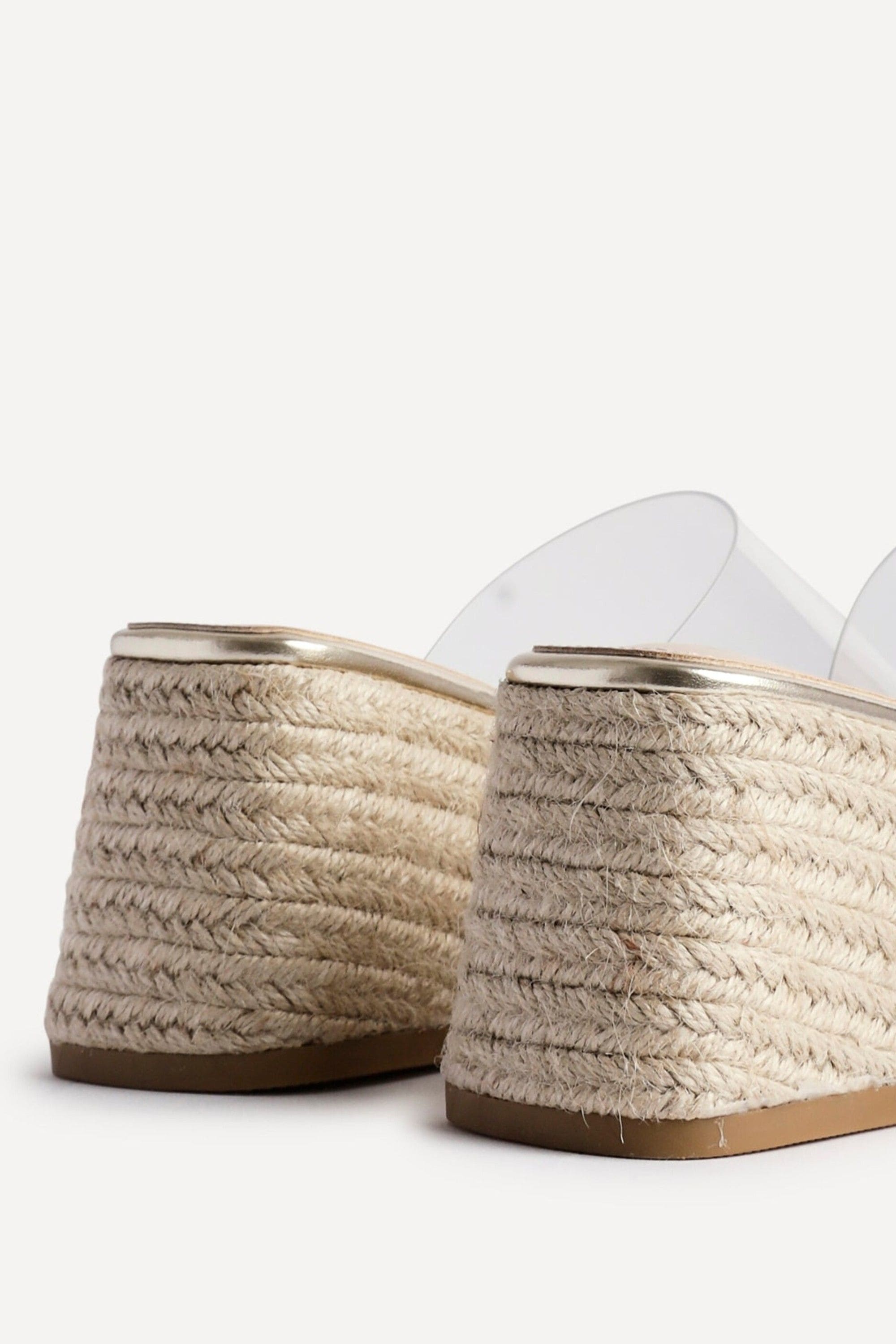 Linzi Espresso Perspex Espadrille Inspired Mule Wedges image 4