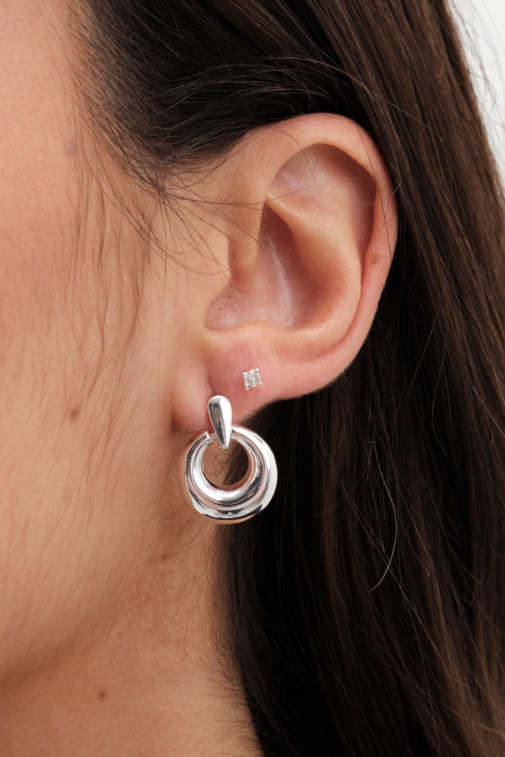 Jon Richard Jon Richard Silver Plated Polished Door Knocker Earrings image 2