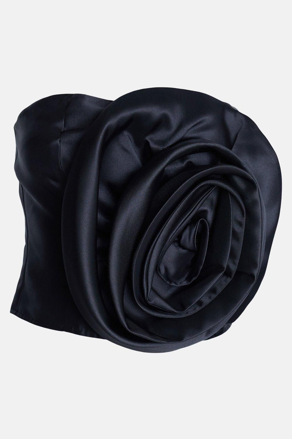 Warehouse Corsage Detail Bandeau Top Black image 4