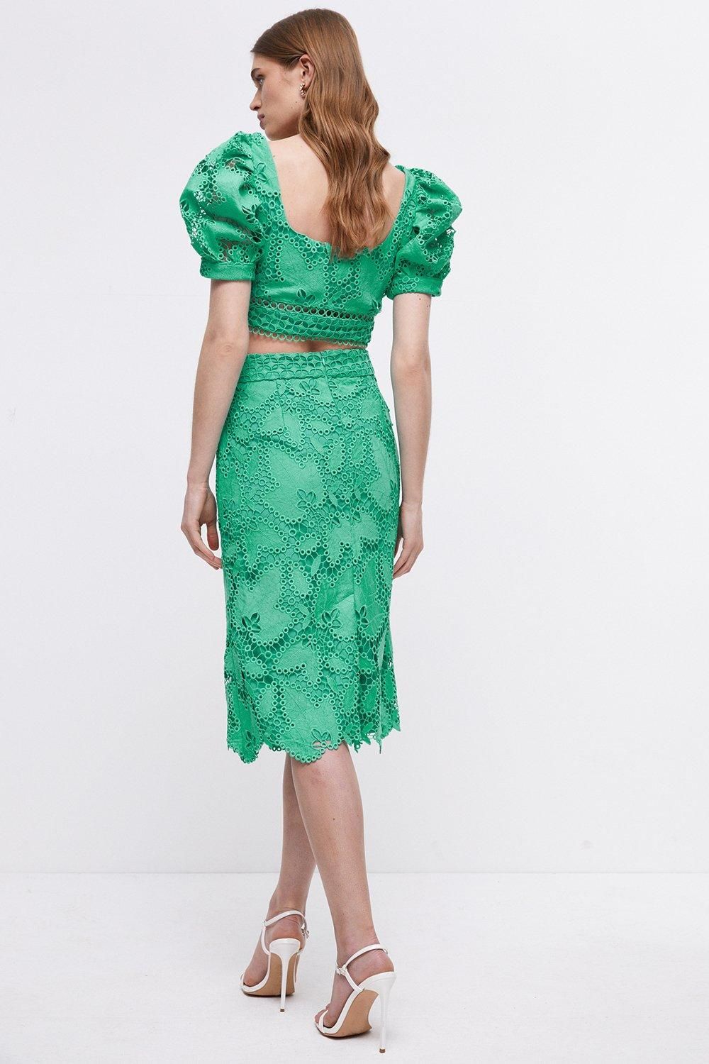 Coast Lace Pencil Skirt Green image 5