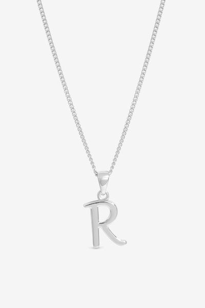 Simply Silver Sterling Silver 925 Initial Pendant - R
