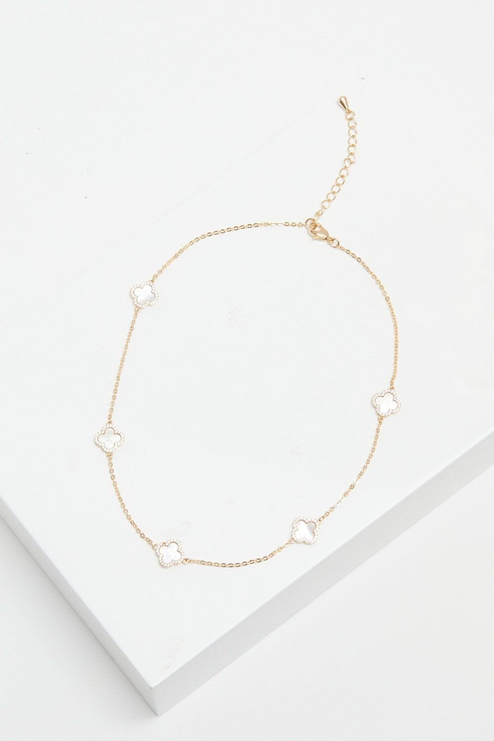 Jon Richard Gold Plated And Mother of Pearl Station Clover Necklace image 2