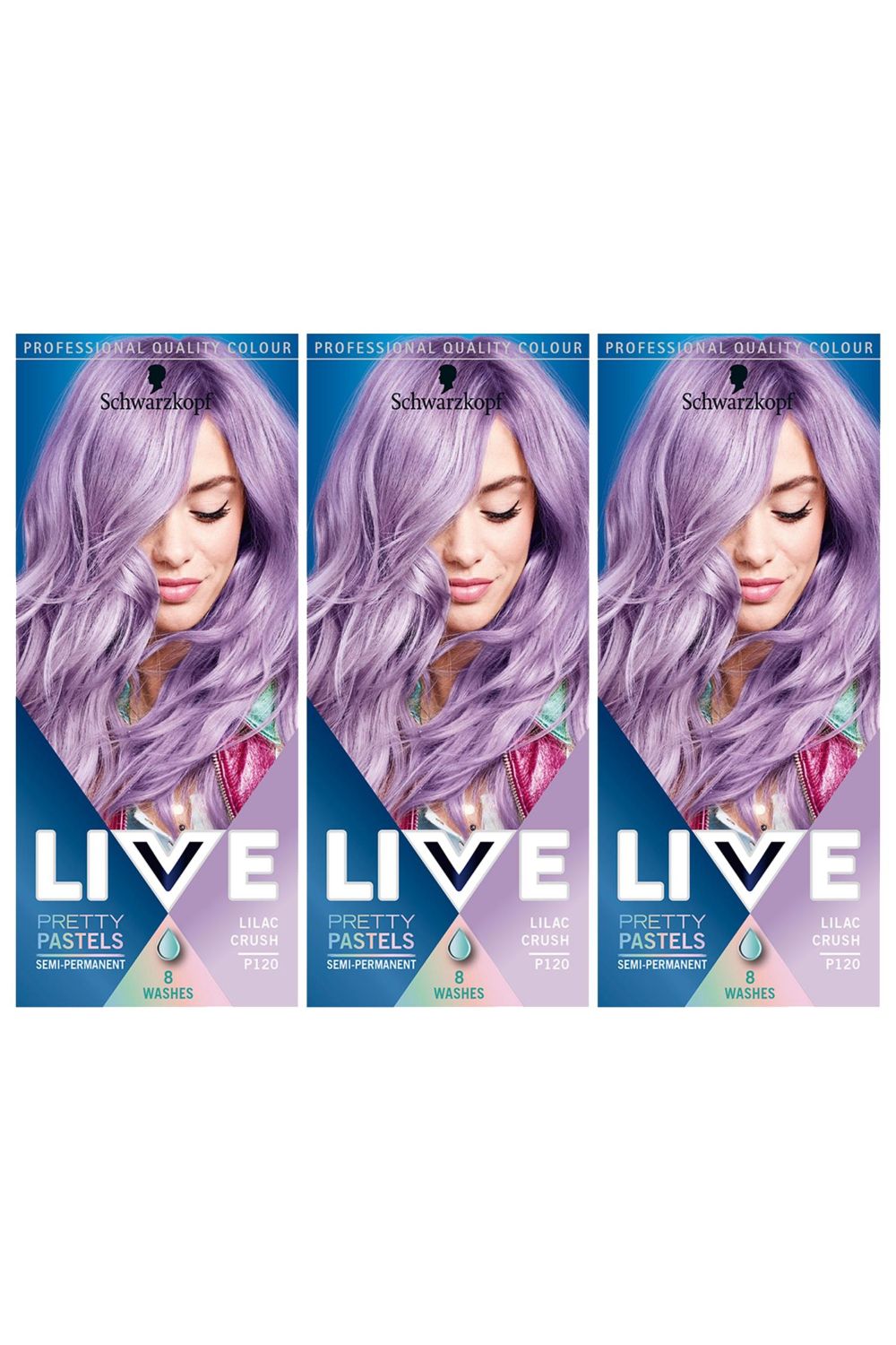Schwarzkopf Live Ultra Brights 'Hair Dye' P120 Lilac Crush 3x
