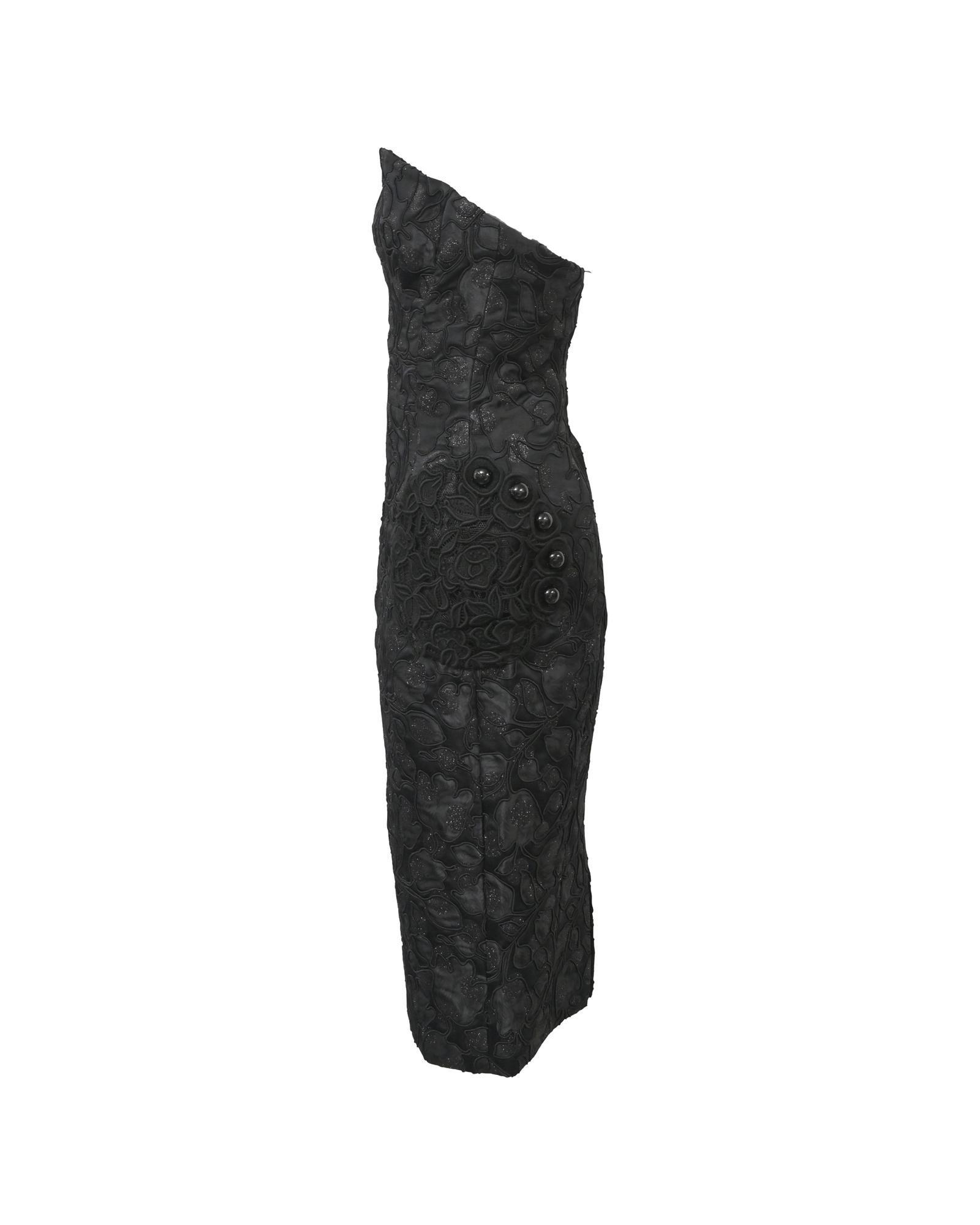 Marc Jacobs Preloved Embossed Floral Evening Gown Wo - Black Dresses image 3