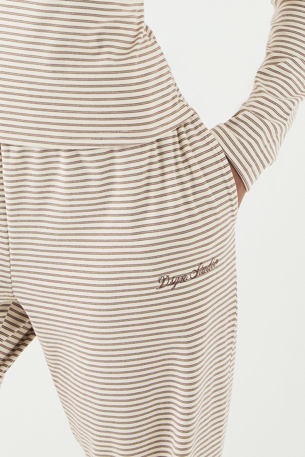 DSGN Studio DSGN Studio Soft Stripe Straight Leg Trouser Ecru image 4