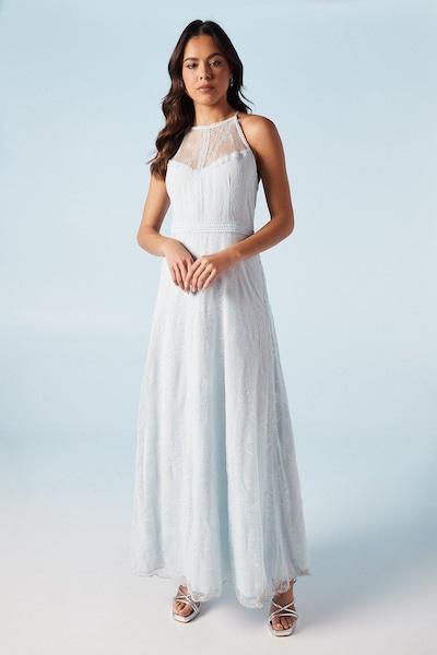Oasis Delicate Lace Apron Neck Maxi Bridesmaids Dress