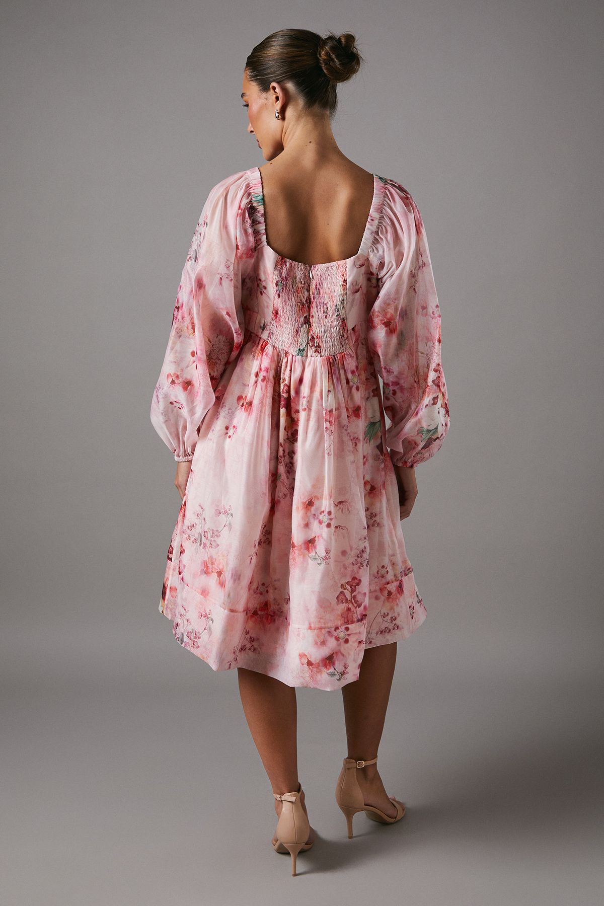 Coast Maternity Printed Empire Line Organza Dress Peach image 3