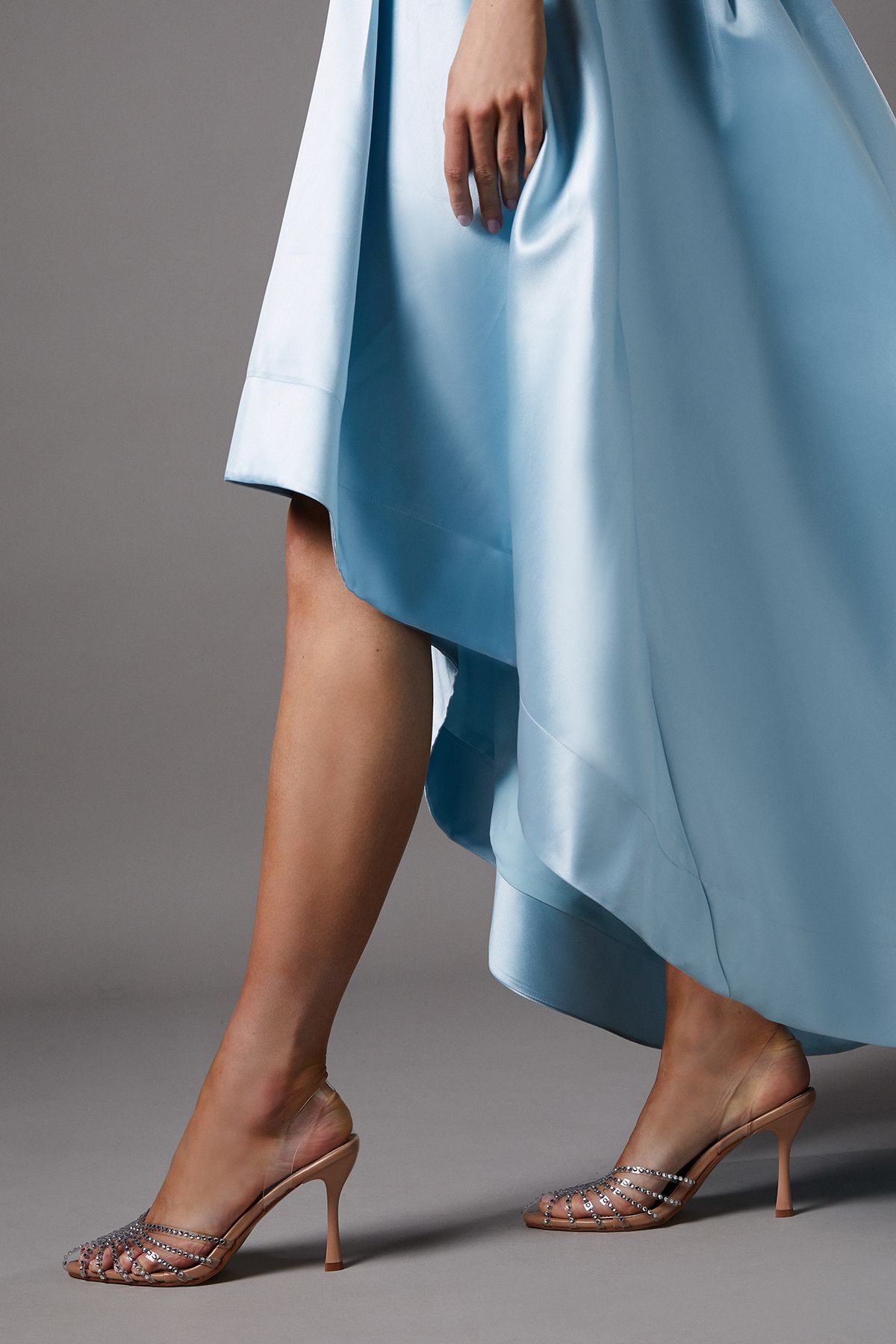 Coast Penny Diamante Caged High Heel Slingback Court Shoes Beige image 3