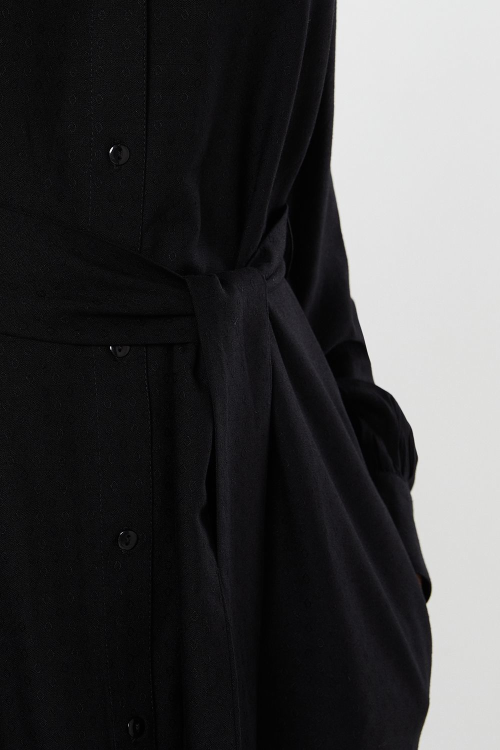 Dorothy Perkins Jacquard Midi Shirt Dress Black image 5