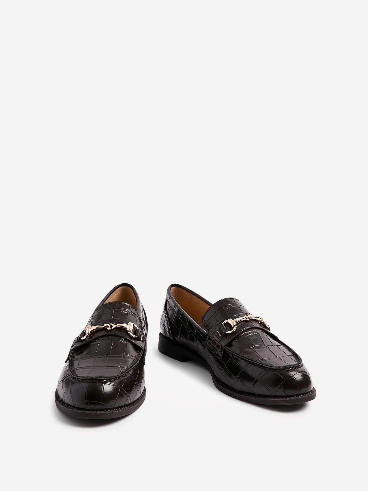 Linzi Maison Brown Faux Croc Patent Leather Loafer image 3