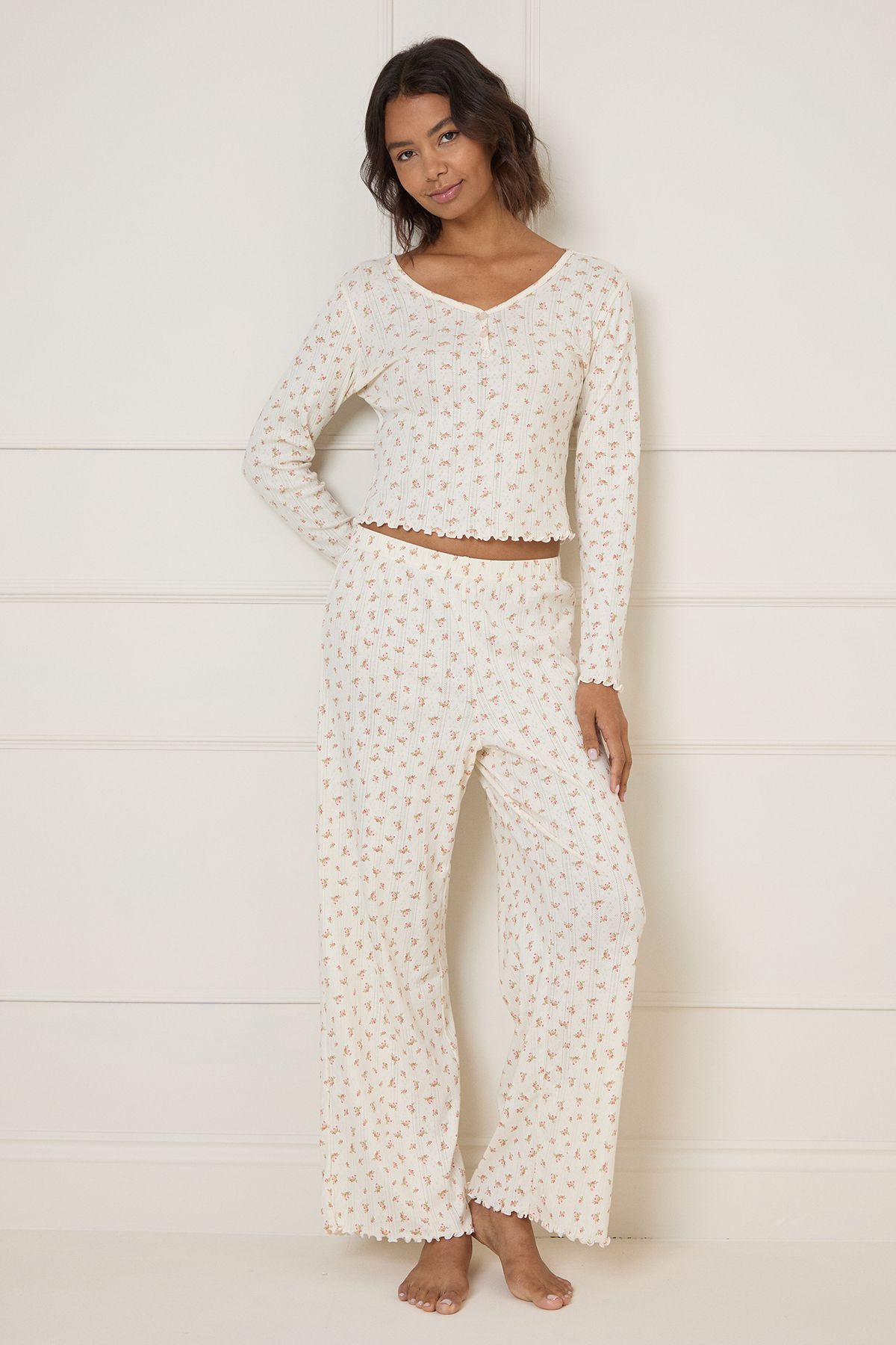 Oasis Floral Pointelle Jersey Pyjama Set Floral image 1