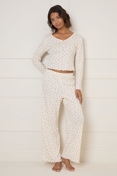 Oasis Floral Pointelle Jersey Pyjama Set Floral