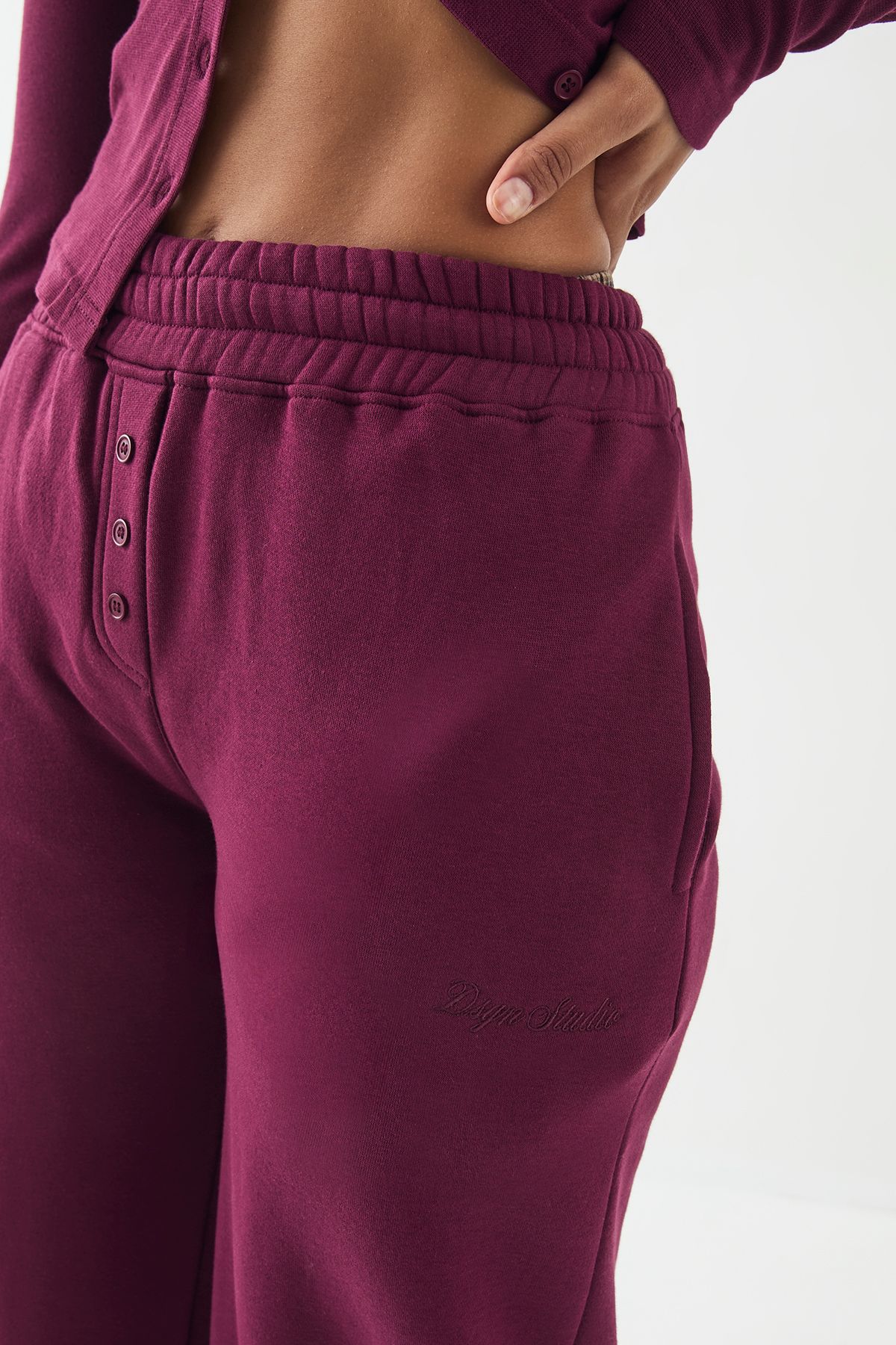 DSGN Studio DSGN Studio Embroidery Henley Jogger Plum image 4