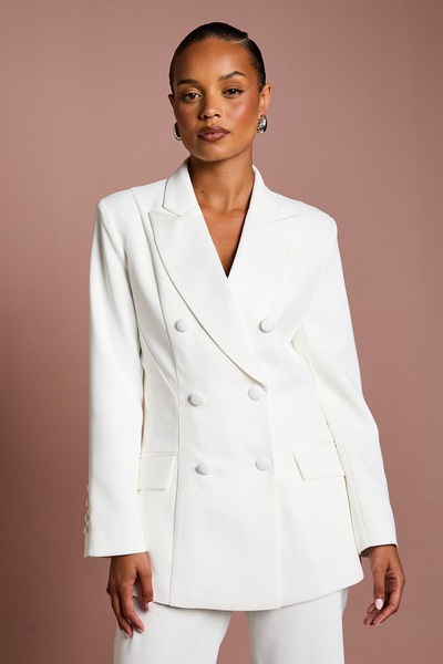 Coast Petite Premium Hourglass Silhouette Double Breasted Blazer Ivory