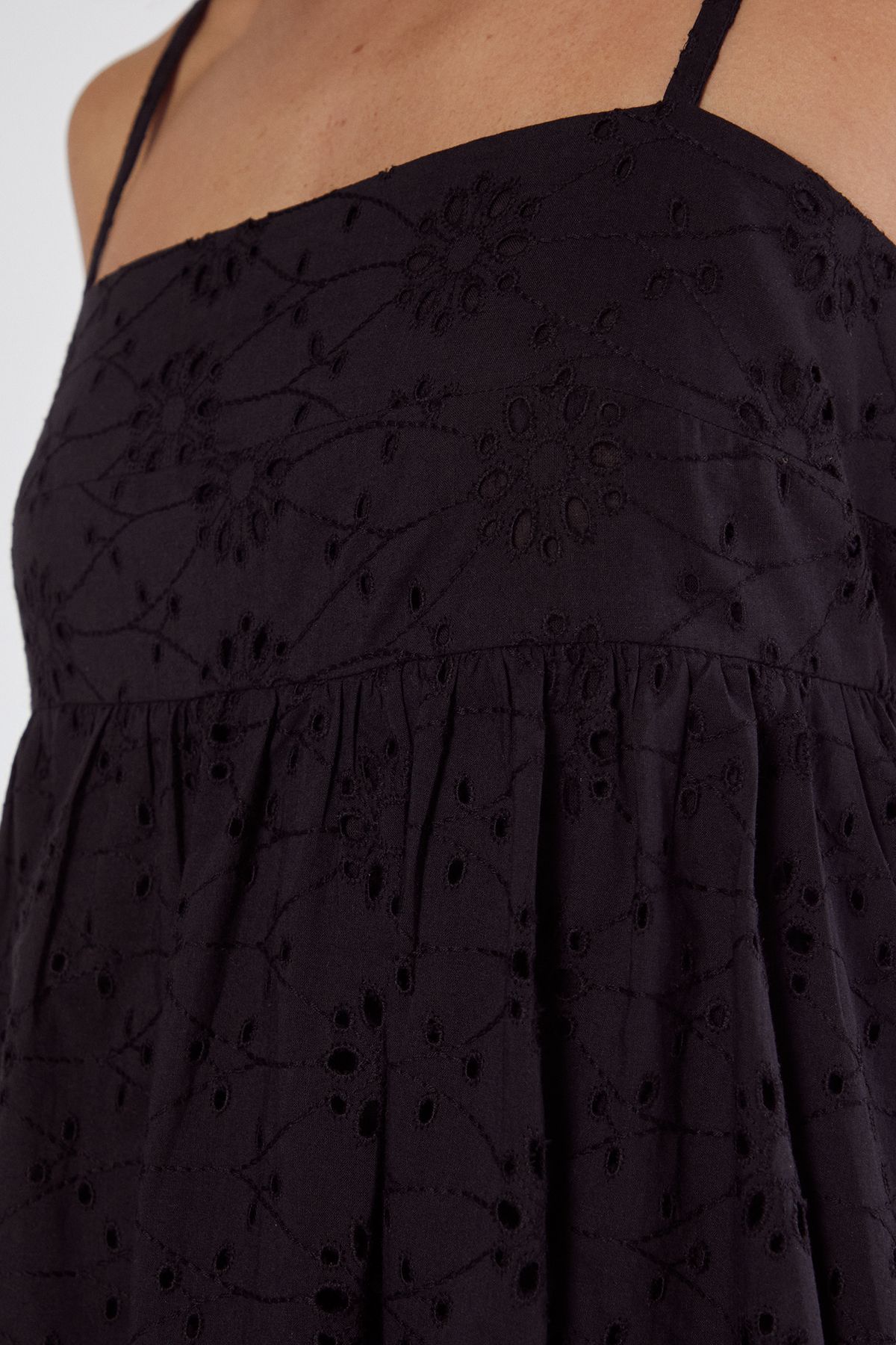 NastyGal Broderie Puffball Strappy Mini Dress Black image 5