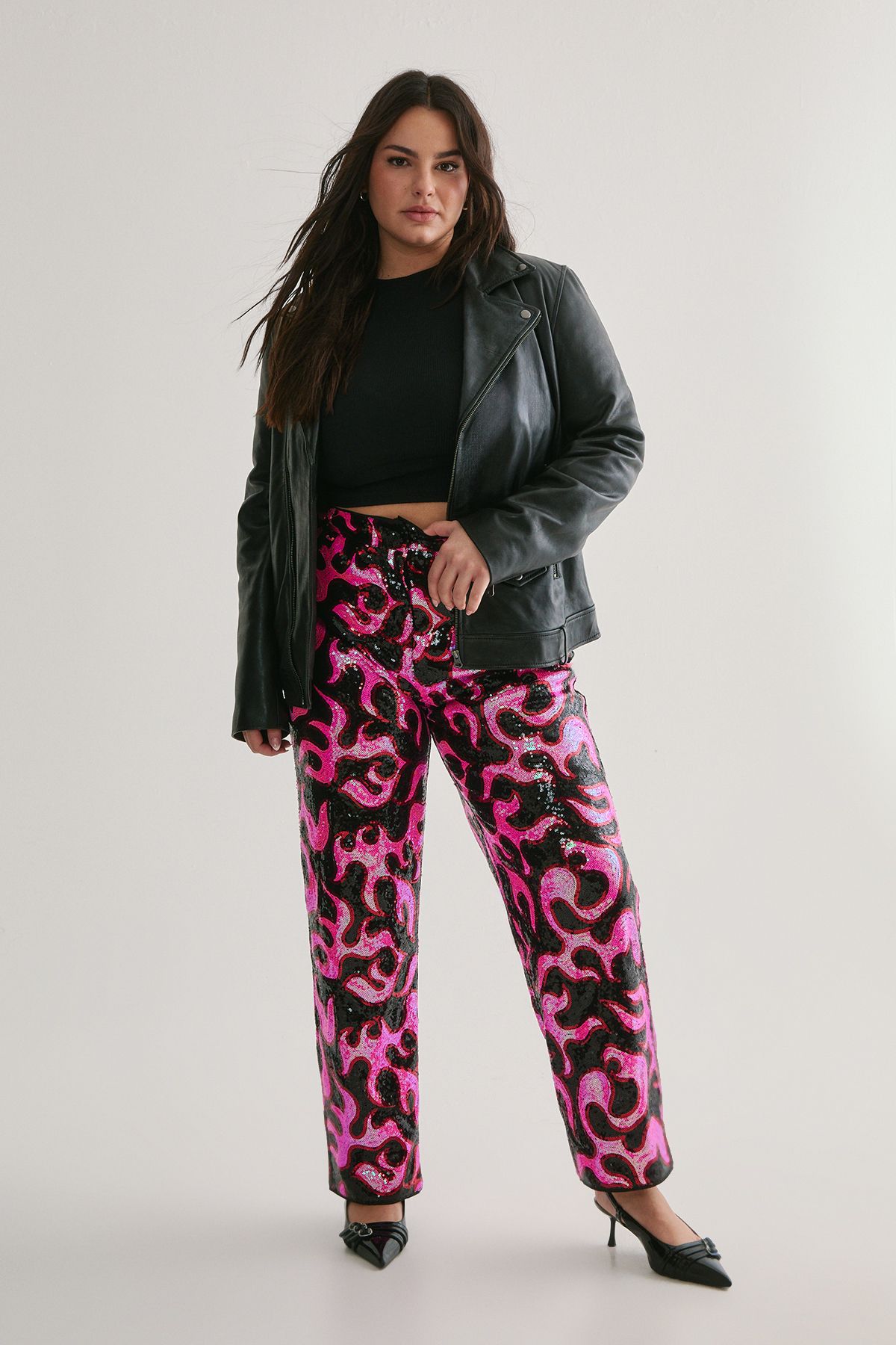 NastyGal Plus Western Sequin Trouser Multi image 1