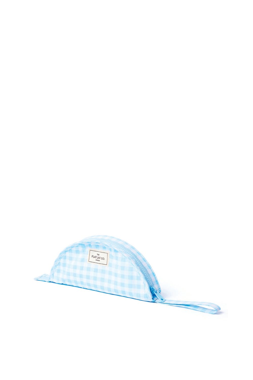 The Flat Lay Co Parachute Lunar Flat Lay Makeup Pouch - Baby Blue Gingham Multi