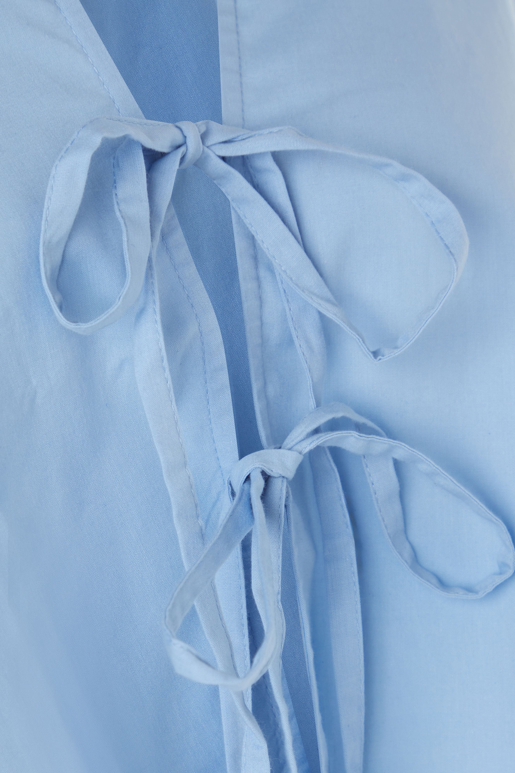 NastyGal Plus Cotton Tie Front Collared Wide Cuff Shirt Blue image 3