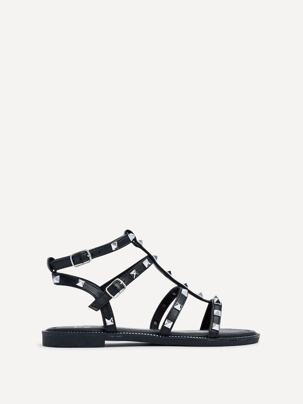 Linzi Billie Black Studded Gladiator Sandal