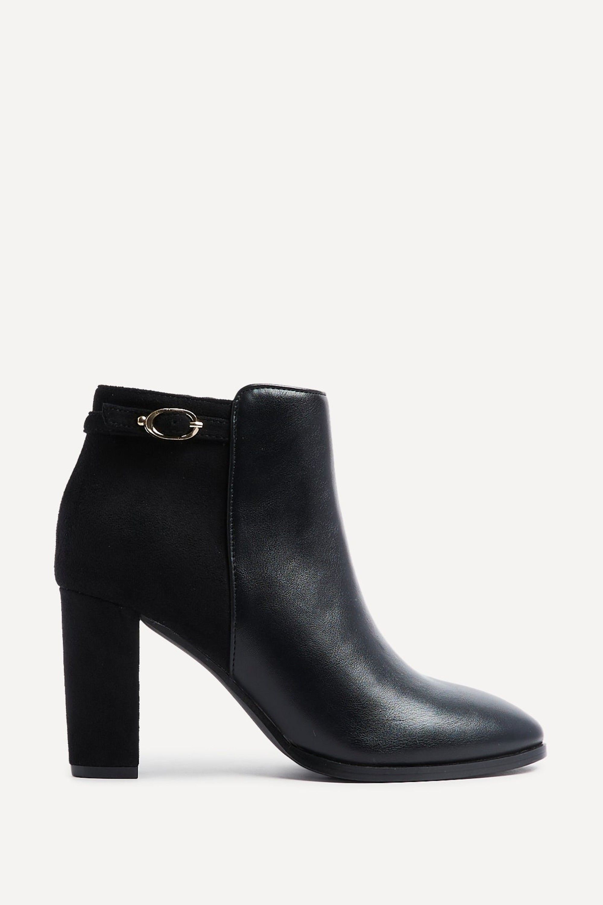 Linzi Christi Black Faux Leather & Suede Heeled Ankle Boot image 1