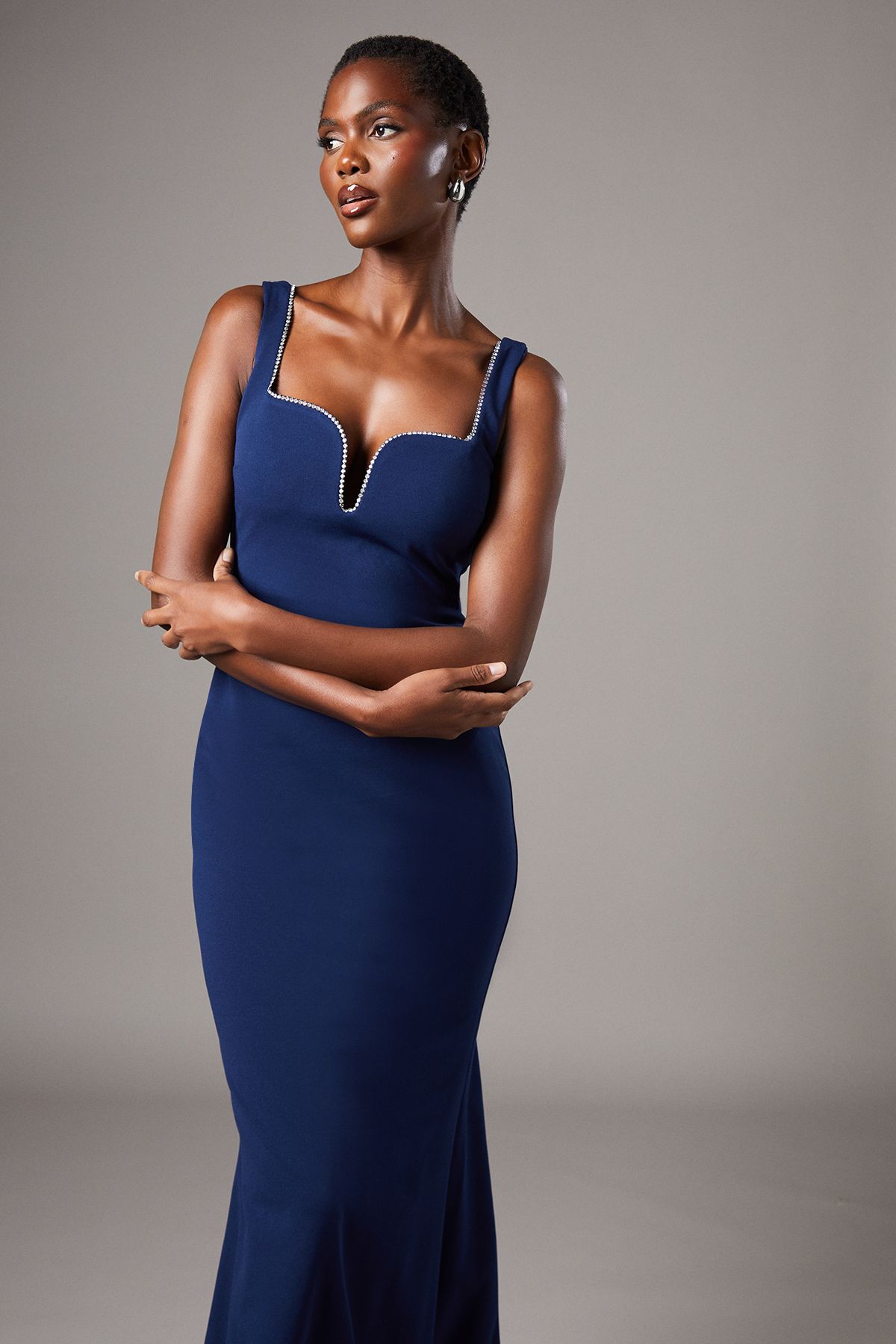 Coast Sweetheart Maxi Dress With Diamante Trim Navy image 2