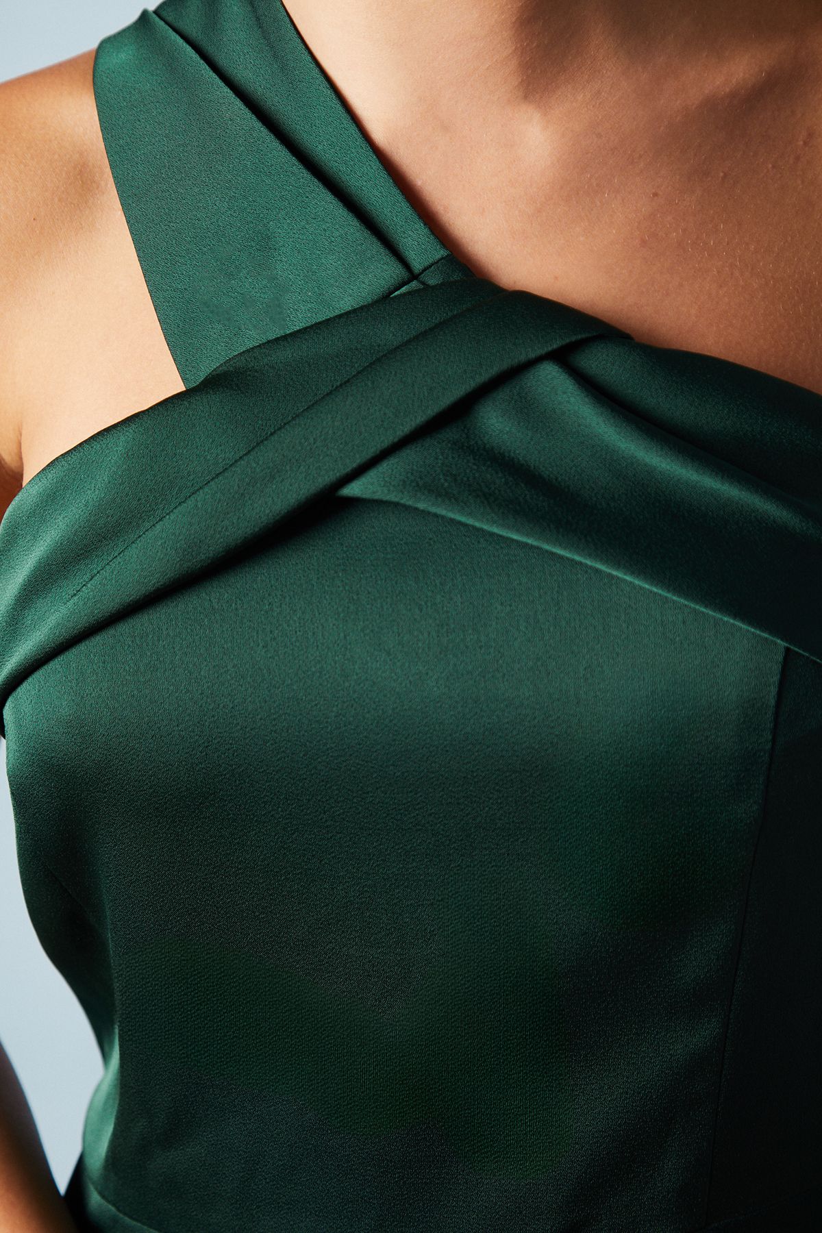 Coast Asymmetric Neckline Satin Bridesmaid Maxi Dress Emerald image 5