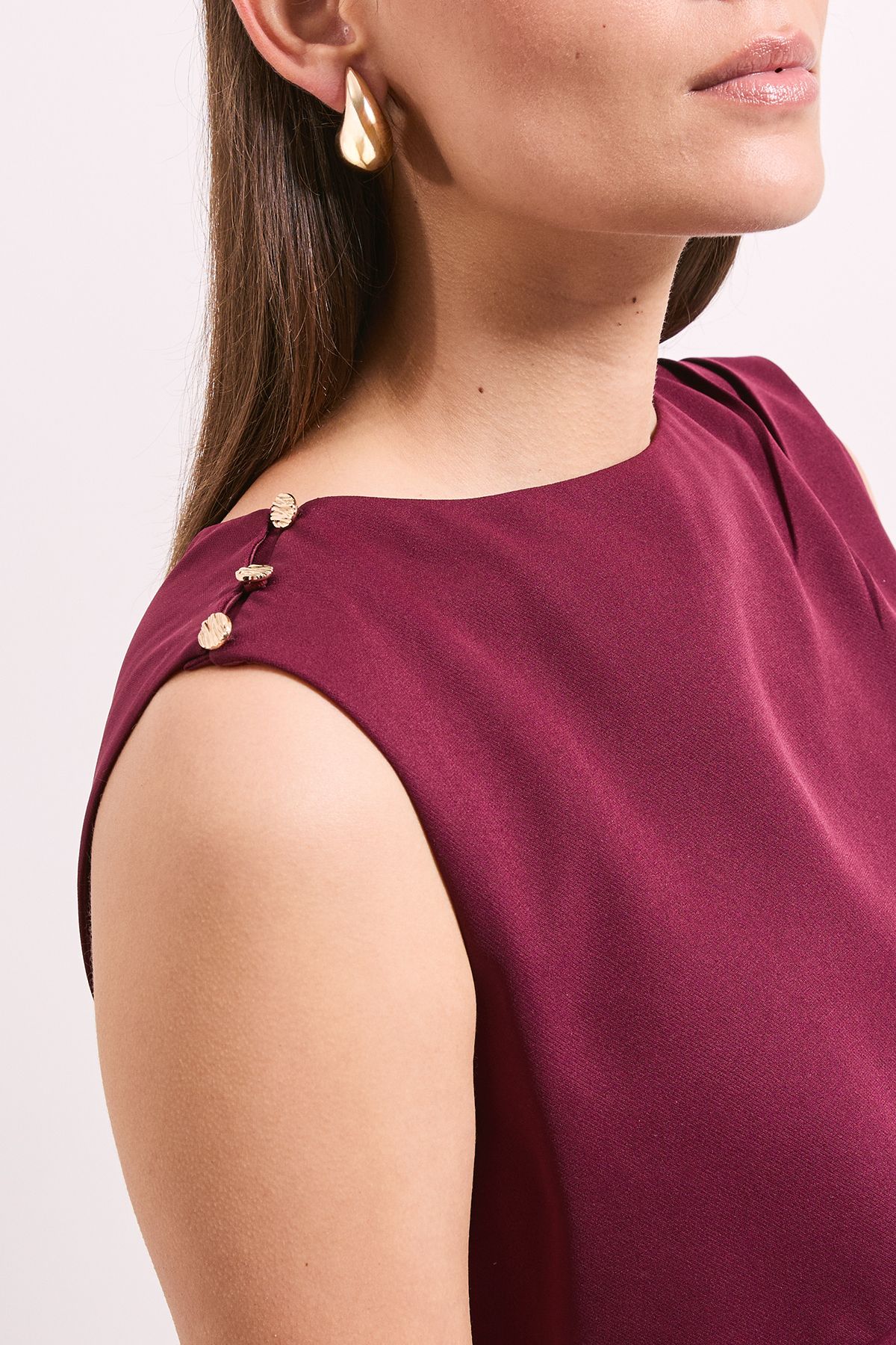 Principles Wine Caped Column Crepe Midi Dress Wine image 6