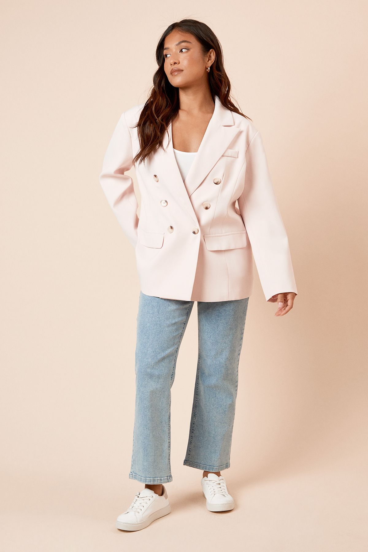 Dorothy Perkins Petite Oversized Double Breasted Blazer Blush image 2