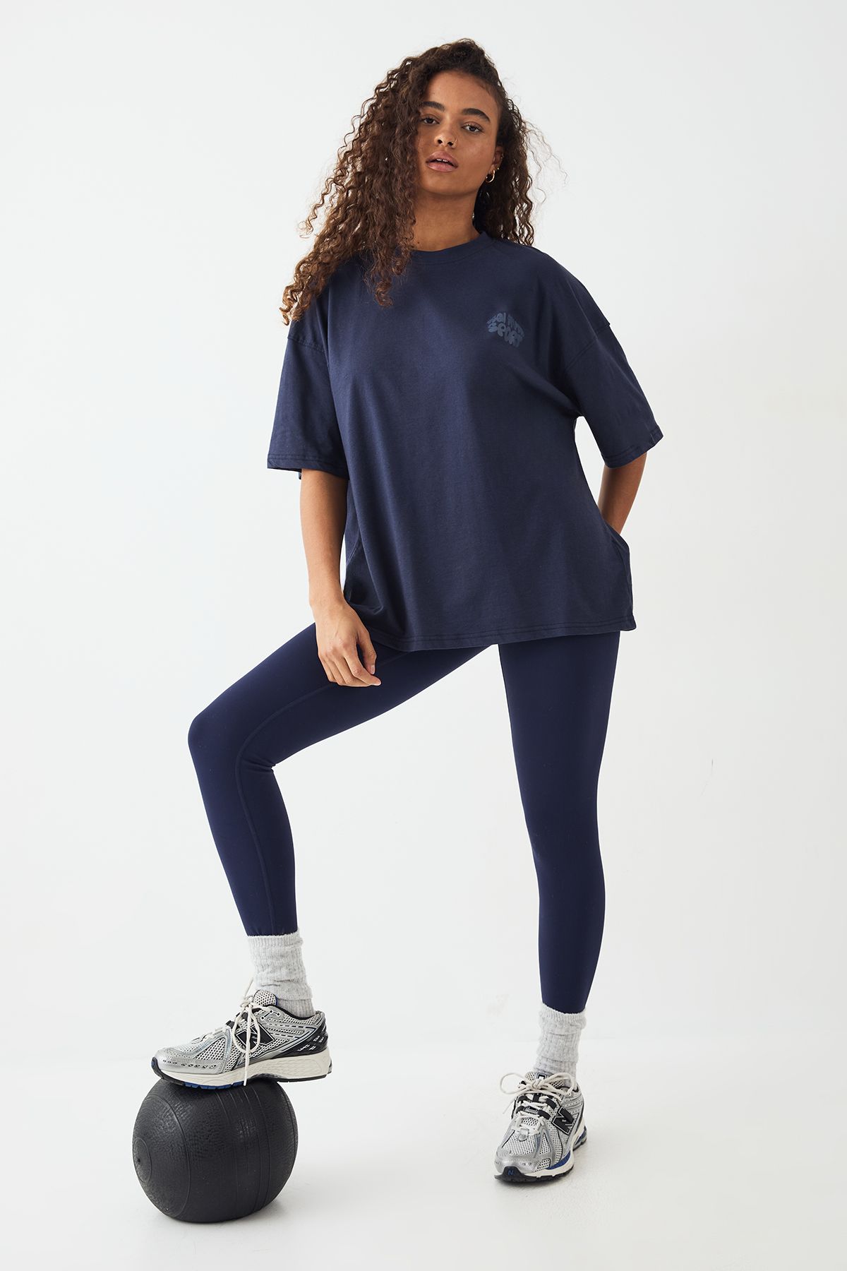 DSGN Studio DSGN Studio Sport Printed Oversized T-Shirt Navy image 3