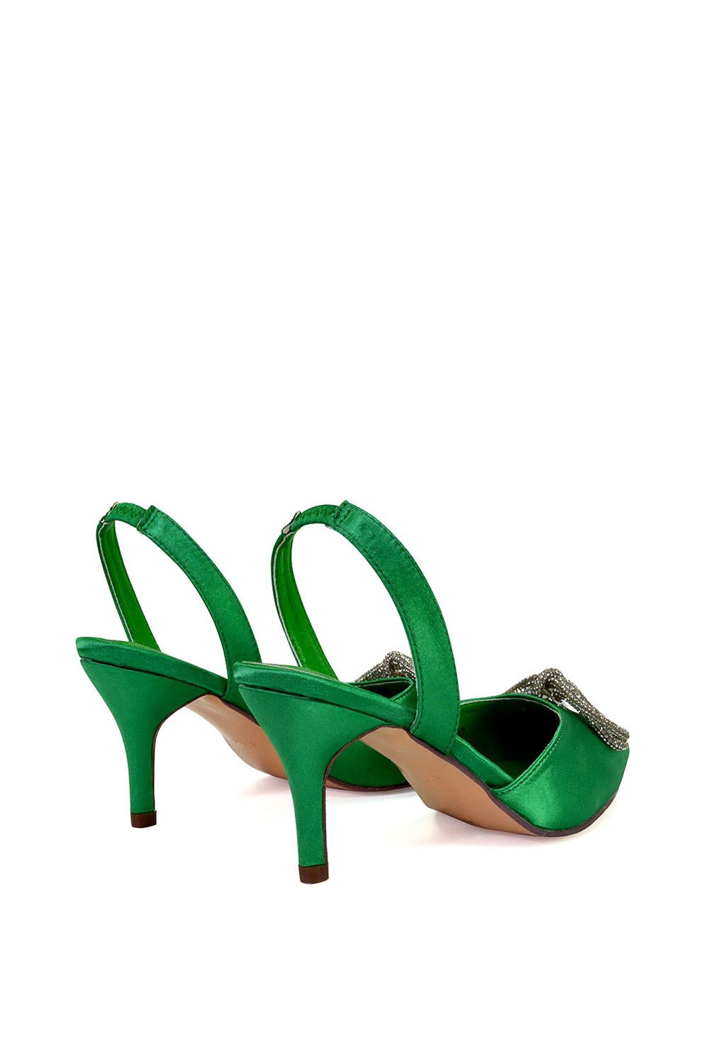 XY London 'Marinah' Slingback Diamante Bow Low Heel Court Shoes image 3