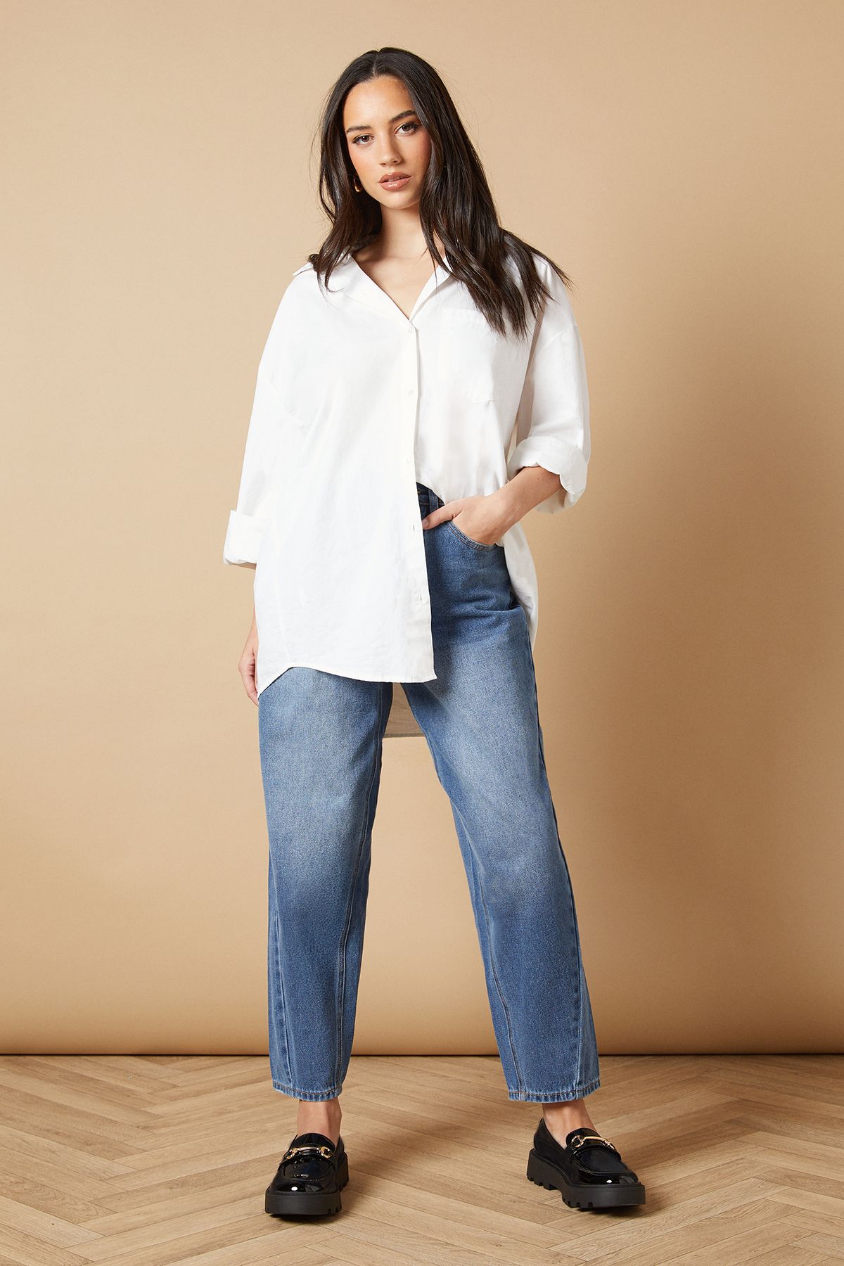 Oasis Brisa Faux Leather Chunky Snaffle Detail Penny Loafers True Black image 3