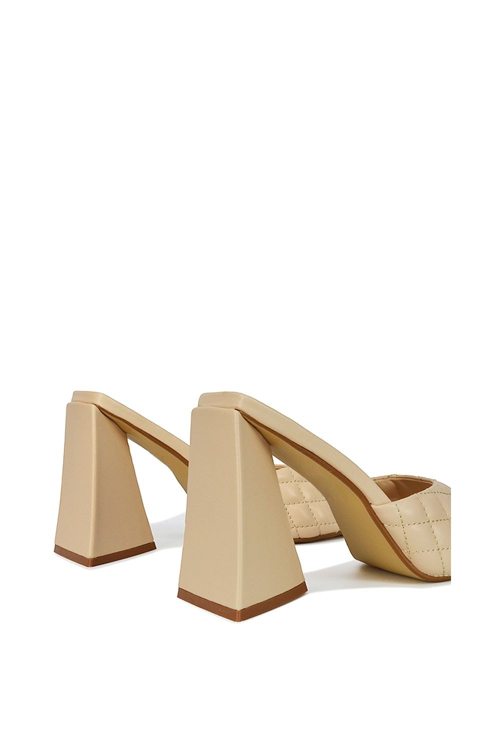 XY London 'Maylin' Quilted Square Toe Sculptured Flared High Heels image 2