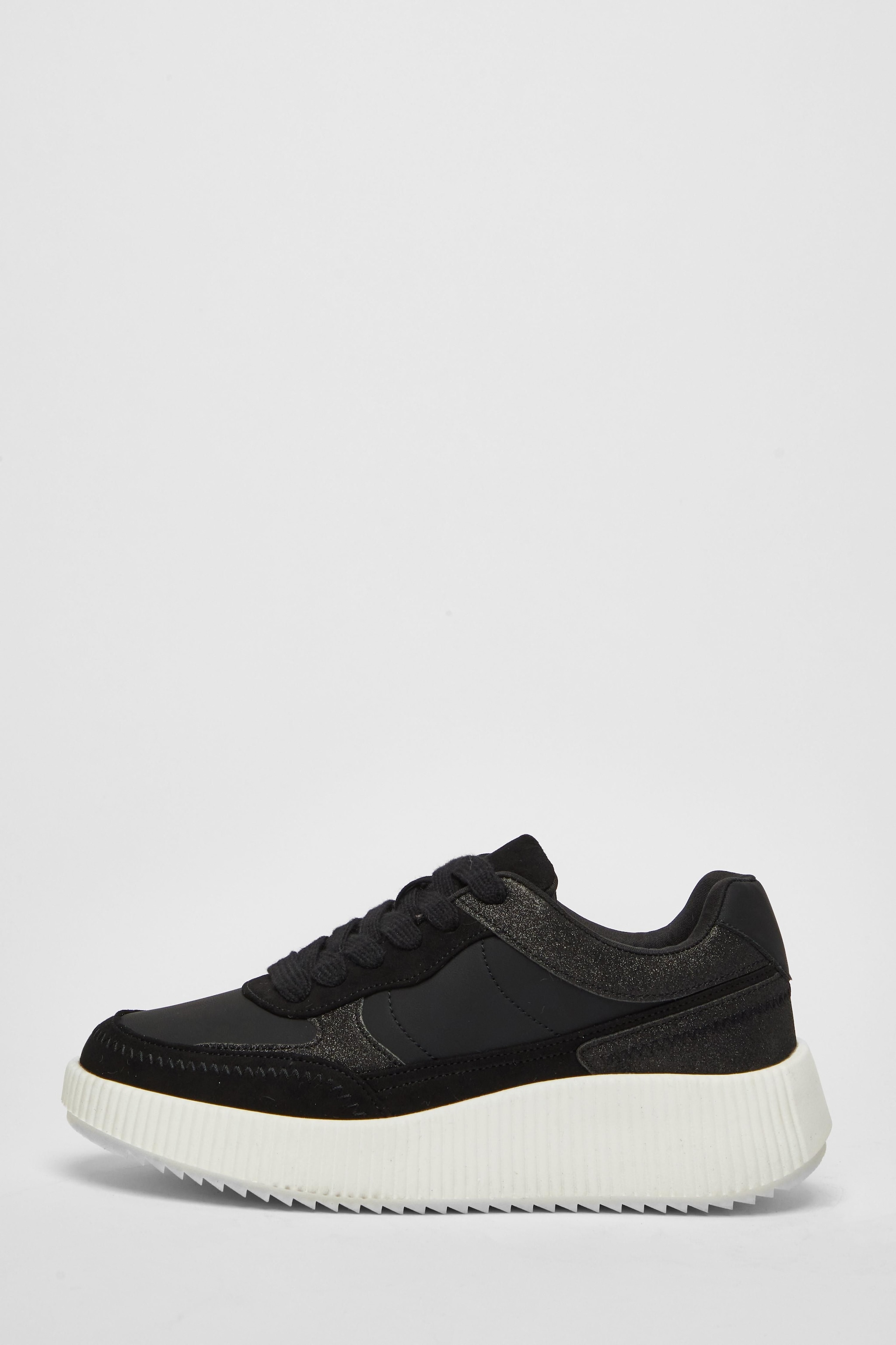 Quiz Black Glitter Chunky Trainers image 3