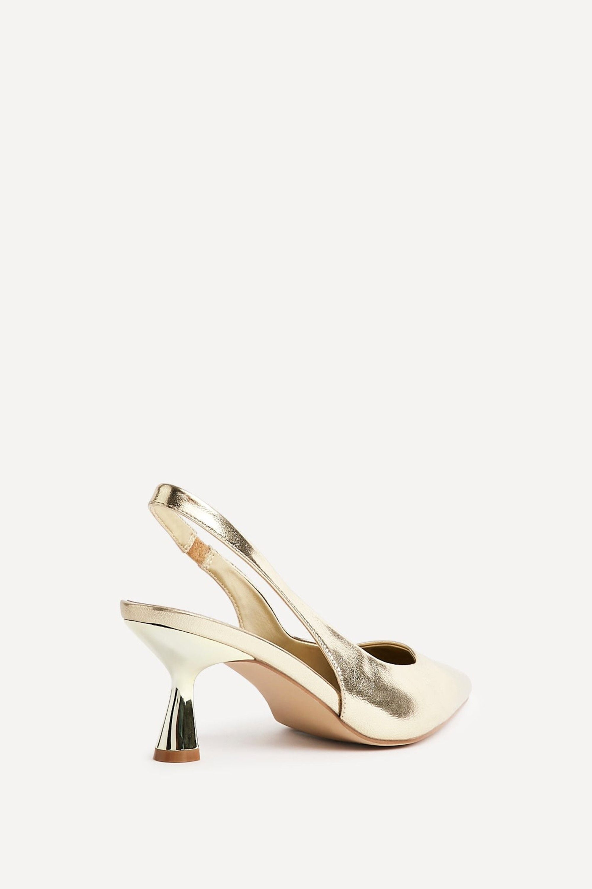Linzi Izzie Wide Fit Gold Faux Leather Sling Back Low Court Heel image 5