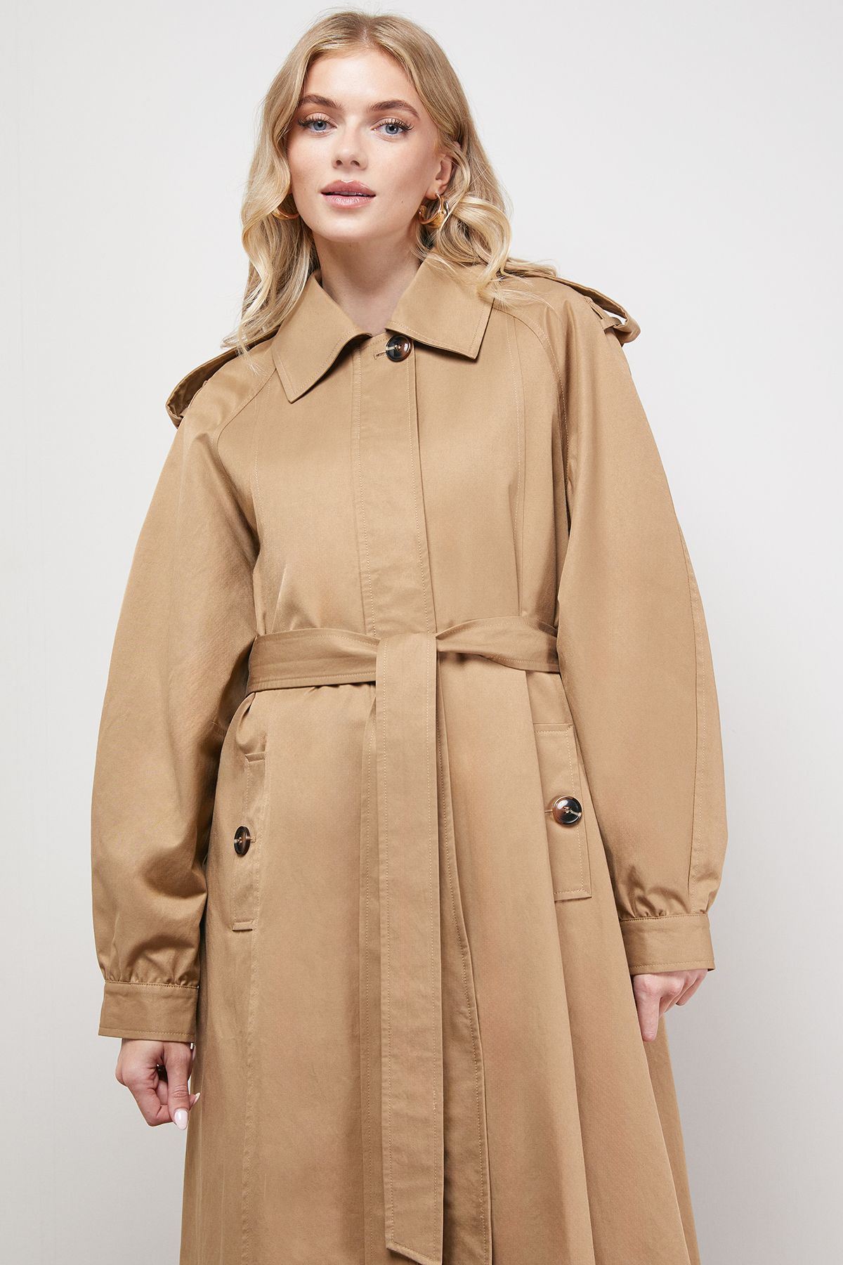 Oasis Trapeze Maxi Trench Camel image 2