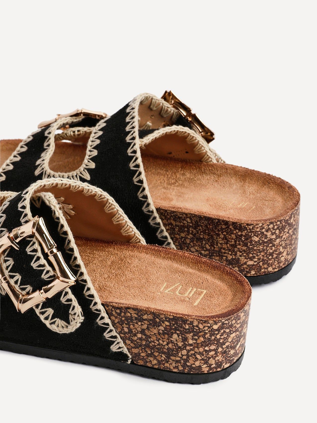 Linzi Darby Black Faux Suede Double Buckle Sandal image 5