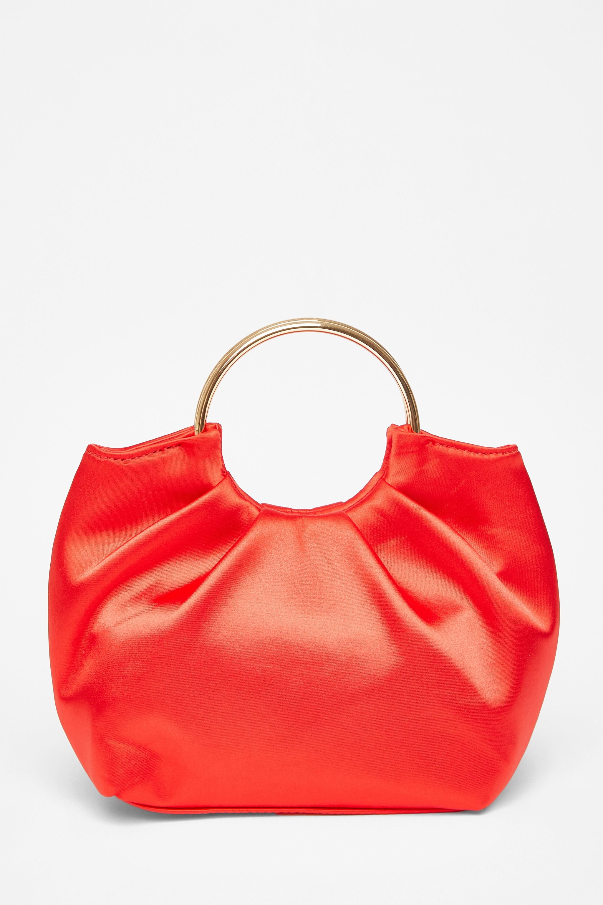 Quiz Red Satin Pleated Top Handle Bag image 3