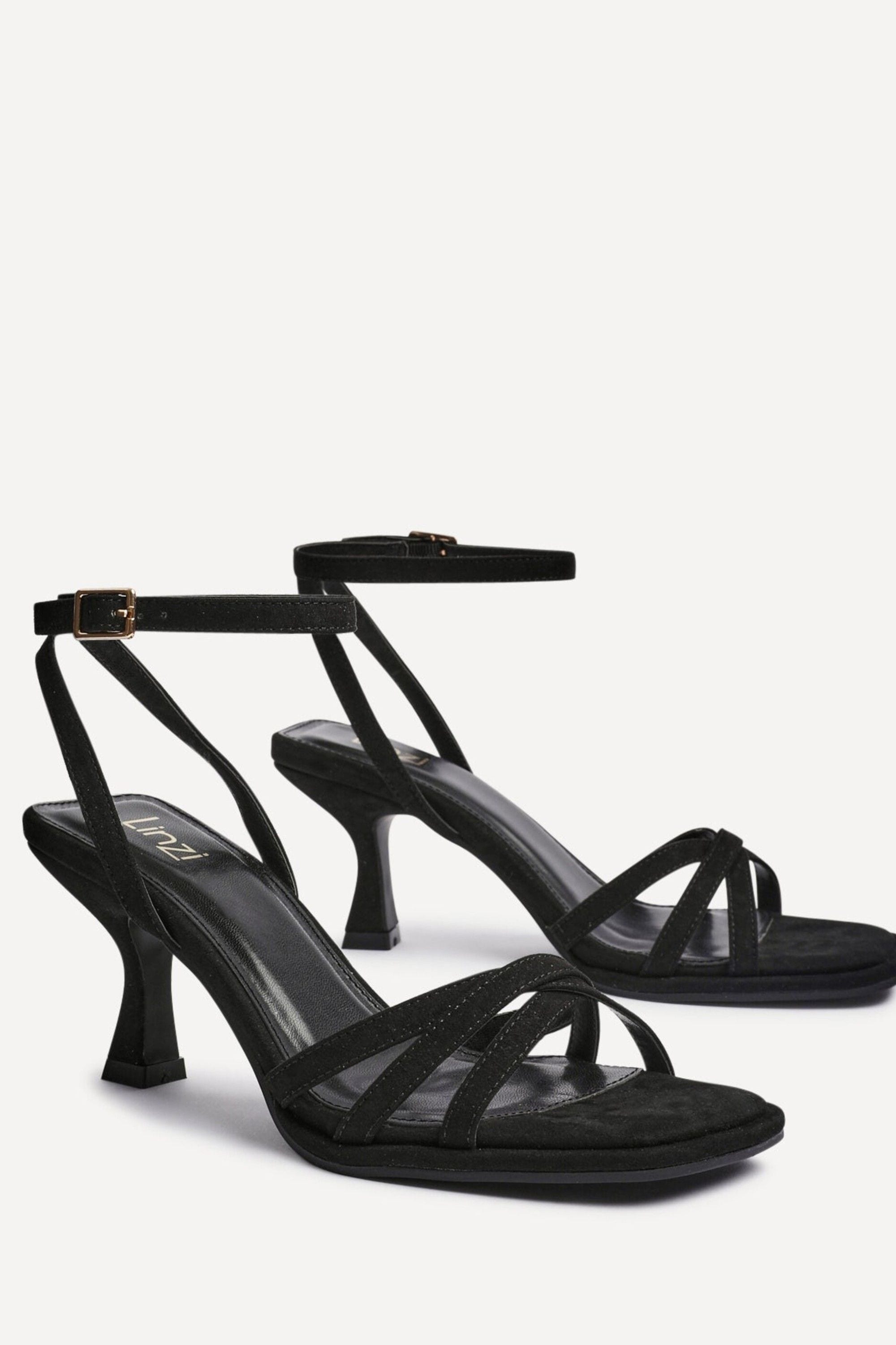 Linzi Faro Black Faux Suede Strappy Heeled Sandals image 4